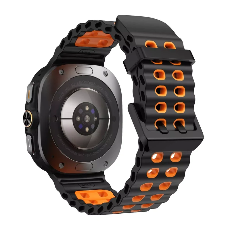 Samsung Galaxy Watch Ultra 2 Wave Silikonarmband Duo (Schwarz/Orange)