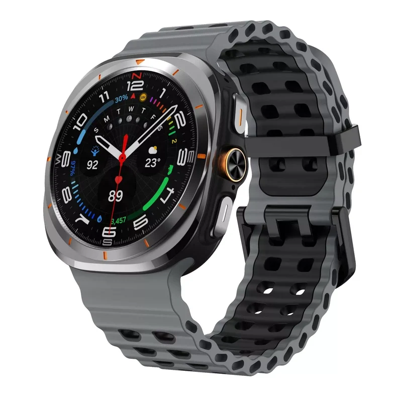 Samsung Galaxy Watch Ultra 2 Wave Silikonarmband Duo (Dunkelgrau/Schwarz)
