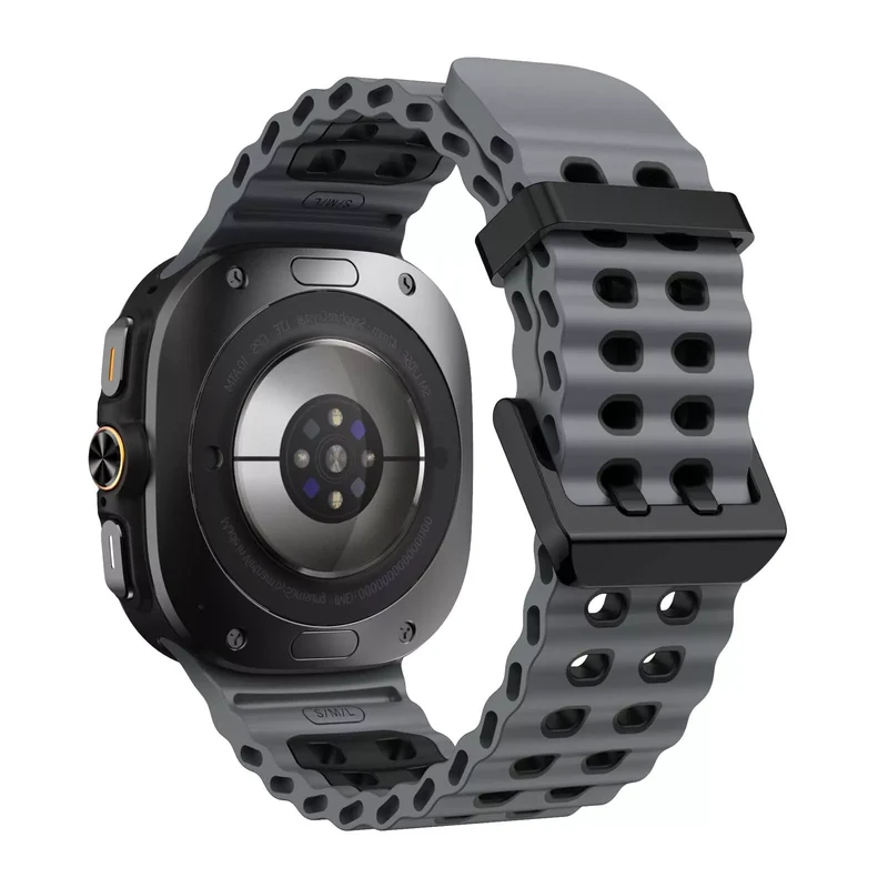 Samsung Galaxy Watch Ultra 2 Wave Silikonarmband Duo (Dunkelgrau/Schwarz)