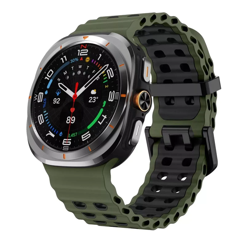 Samsung Galaxy Watch Ultra 2 Wave Silikonarmband Duo (Olivgrün/Schwarz)