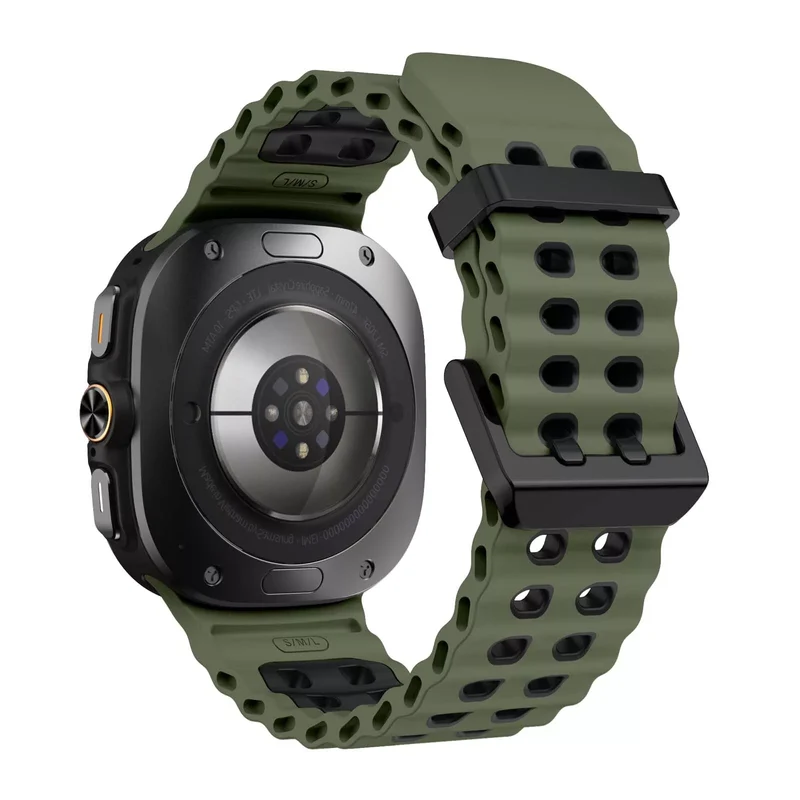 Samsung Galaxy Watch Ultra 2 Wave Silikonarmband Duo (Olivgrün/Schwarz)