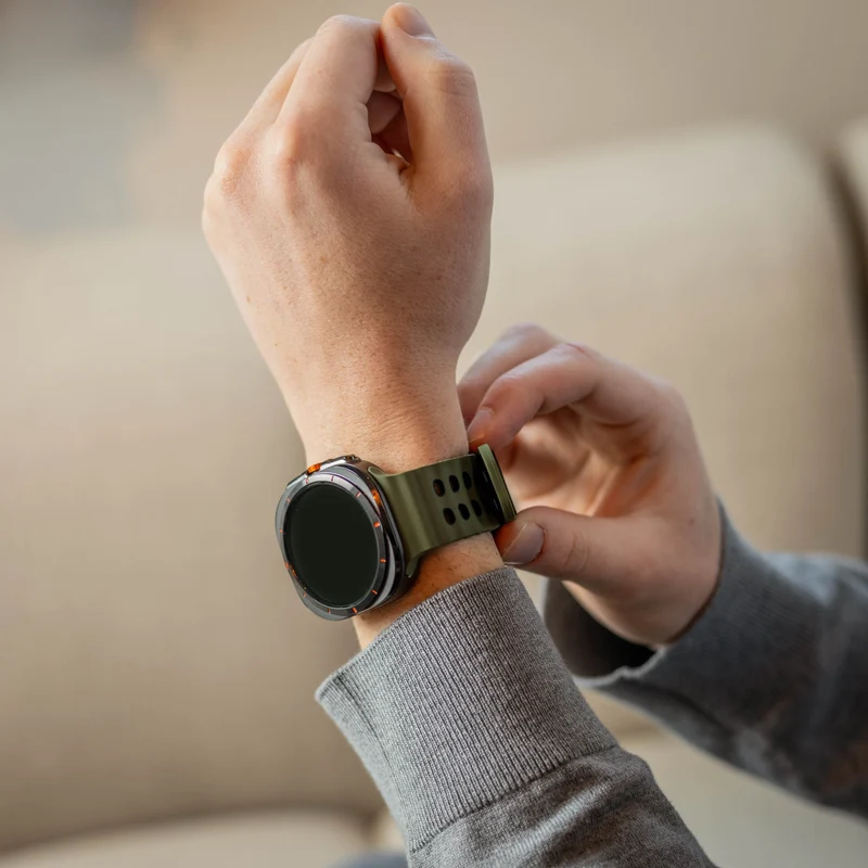 Samsung Galaxy Watch Ultra 2 Wave Silikonarmband Duo (Olivgrün/Schwarz)