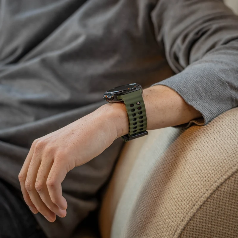 Samsung Galaxy Watch Ultra 2 Wave Silikonarmband Duo (Olivgrün/Schwarz)