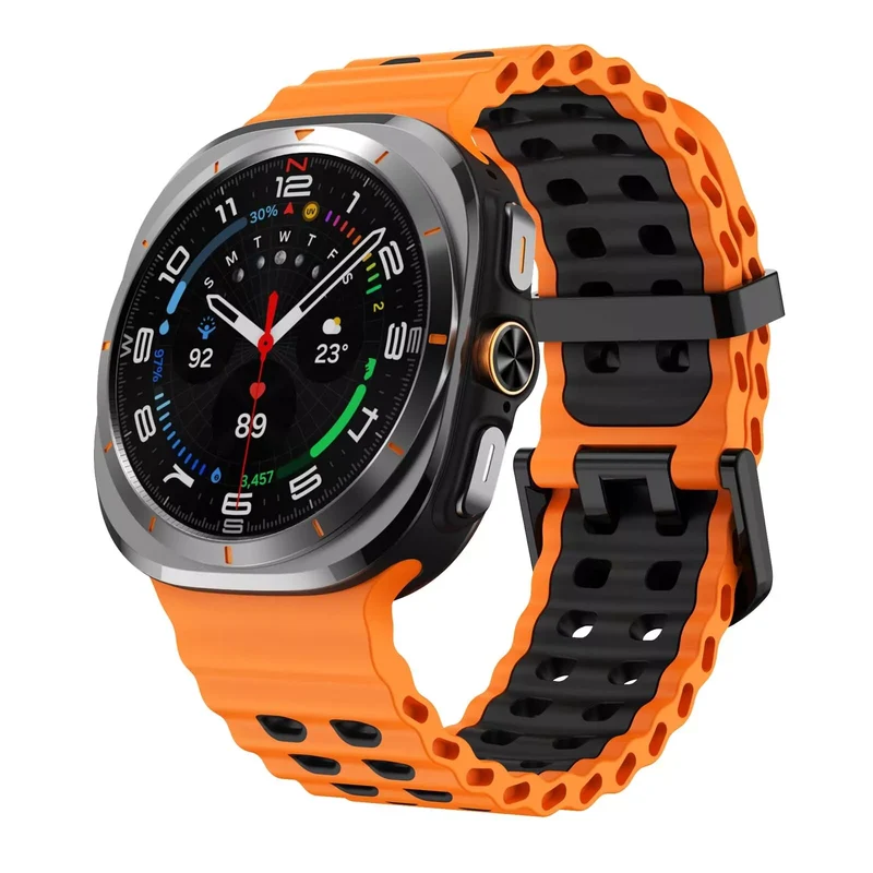 Samsung Galaxy Watch Ultra 2 Wave Silikonarmband Duo (Orange/Schwarz)