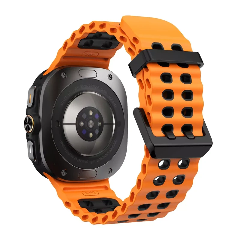 Samsung Galaxy Watch Ultra 2 Wave Silikonarmband Duo (Orange/Schwarz)