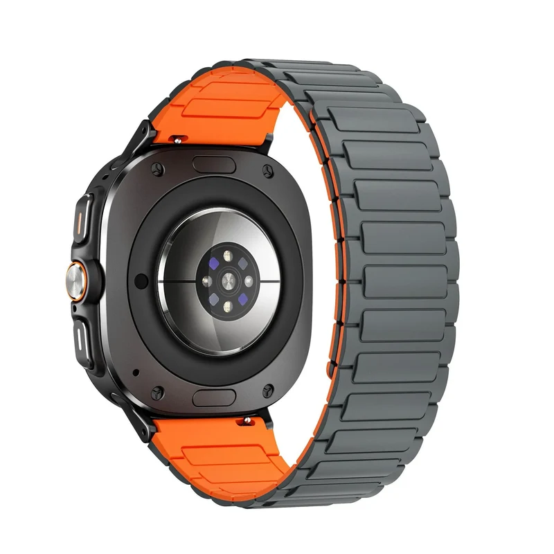 Samsung Galaxy Watch Ultra 2 Magnetisches Silikonarmband (Grau/Orange)