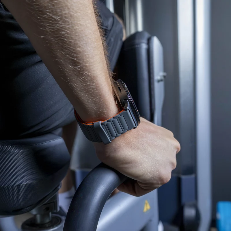 Samsung Galaxy Watch Ultra 2 Magnetisches Silikonarmband (Grau/Orange)