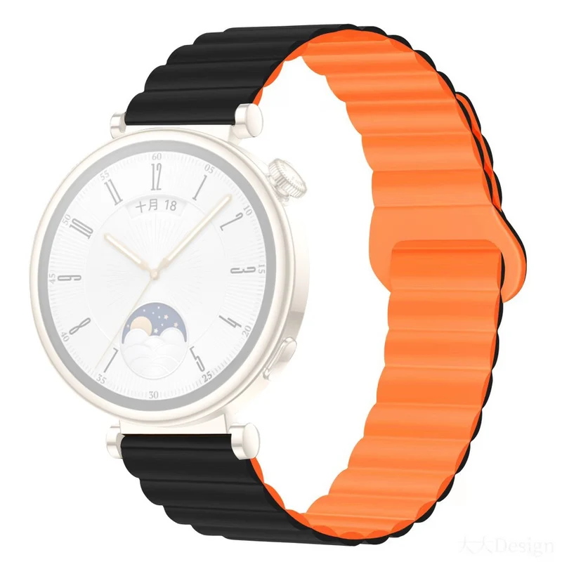 Garmin Forerunner 265S / 255S / Venu 2S Silicone Watch Band 18mm Magnetic Wrist Strap - Antique White / Haze Blue