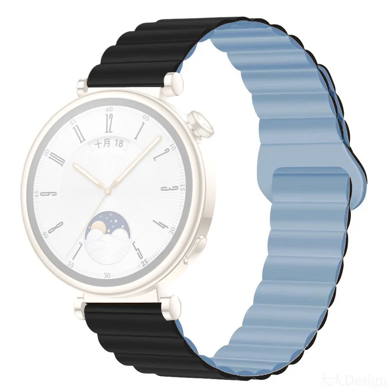 Garmin Forerunner 265S / 255S / Venu 2S Silicone Watch Band 18mm Magnetic Wrist Strap - Antique White / Haze Blue