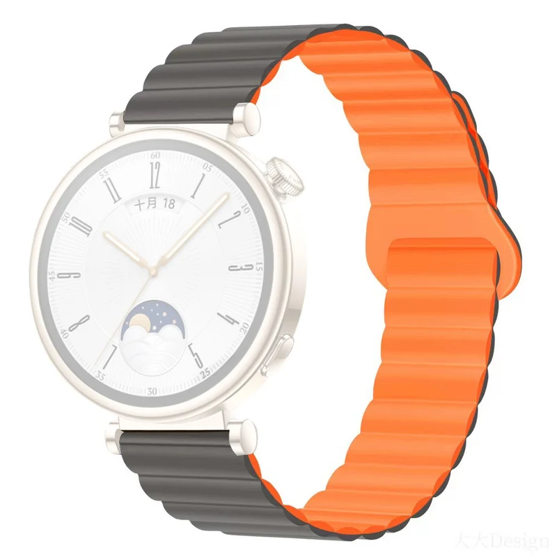 Garmin Forerunner 265S / 255S / Venu 2S Silicone Watch Band 18mm Magnetic Wrist Strap - Antique White / Haze Blue