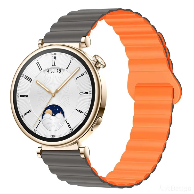 Garmin Forerunner 265S / 255S / Venu 2S Silicone Watch Band 18mm Magnetic Wrist Strap - Antique White / Haze Blue