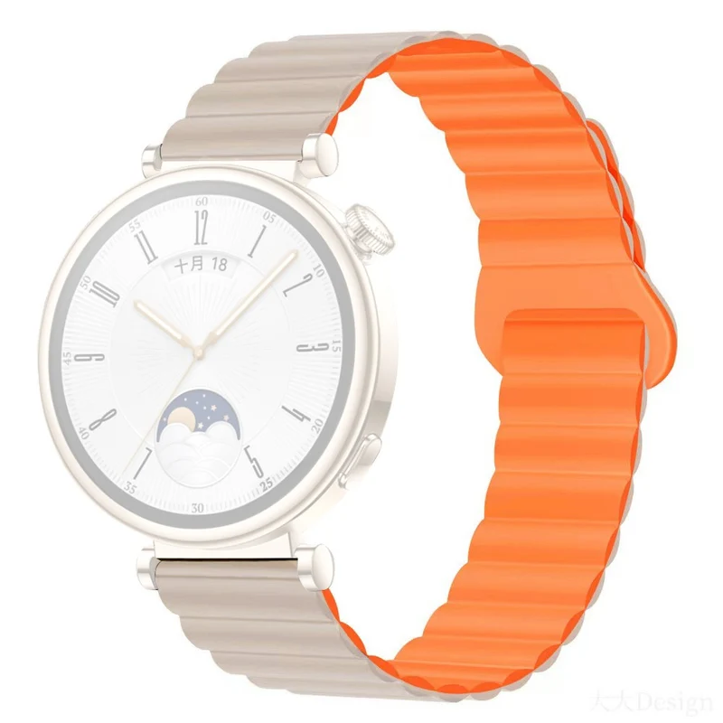 Garmin Forerunner 265S / 255S / Venu 2S Silicone Watch Band 18mm Magnetic Wrist Strap - Antique White / Haze Blue