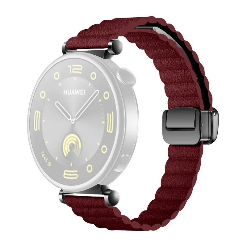 18mm Universal Watch Band - Genuine Cow Leather Coated Silicone Magnetic Strap Replacement - Light Tan