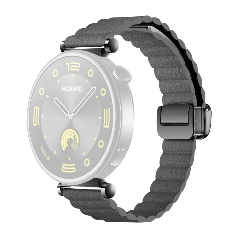 18mm Universal Watch Band - Genuine Cow Leather Coated Silicone Magnetic Strap Replacement - Light Tan