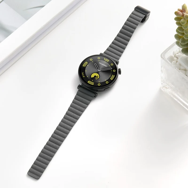 18mm Universal Watch Band - Genuine Cow Leather Coated Silicone Magnetic Strap Replacement - Light Tan