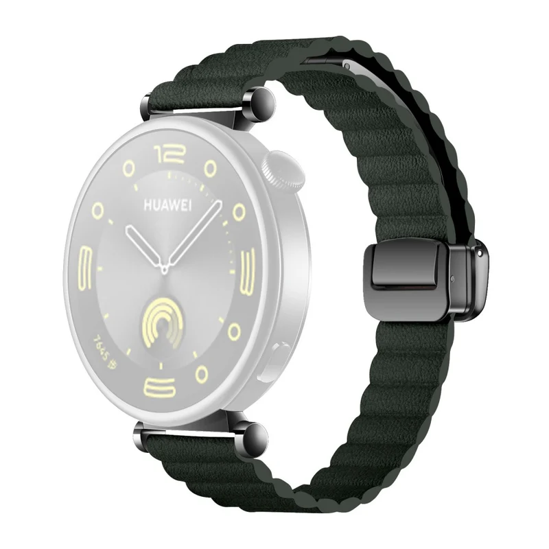 18mm Universal Watch Band - Genuine Cow Leather Coated Silicone Magnetic Strap Replacement - Light Tan