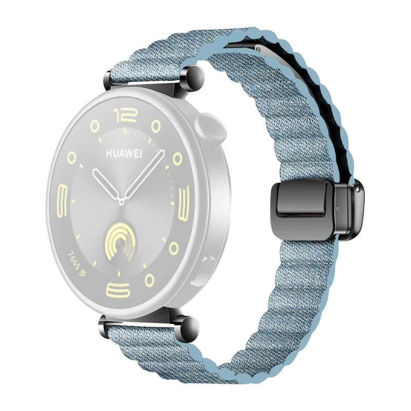 18mm Universal Watch Band - Genuine Cow Leather Coated Silicone Magnetic Strap Replacement - Light Tan