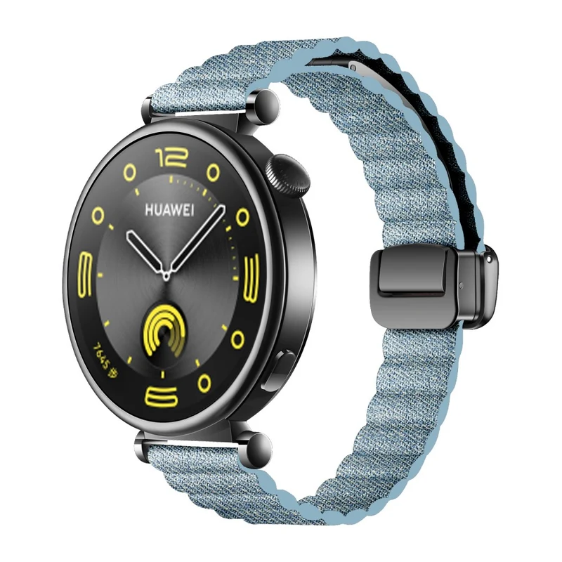 18mm Universal Watch Band - Genuine Cow Leather Coated Silicone Magnetic Strap Replacement - Light Tan
