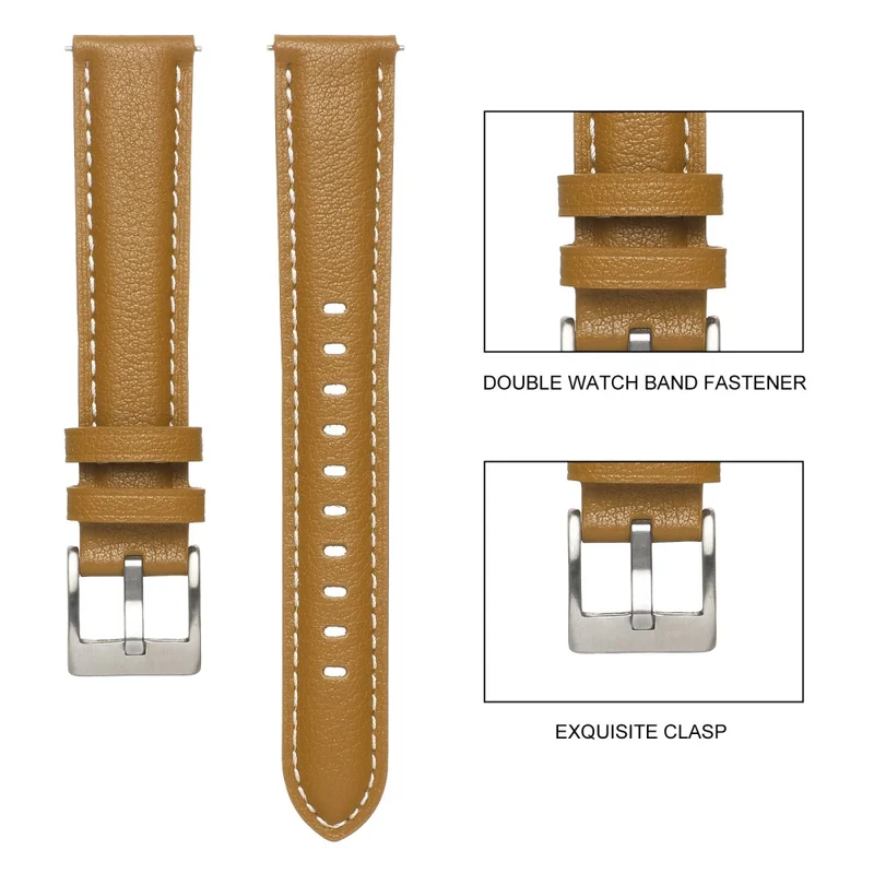 18mm Watch Strap for Huawei Watch GT 4 41mm / Garmin Venu 3S Genuine Cow Leather Watch Band - Dark Grey