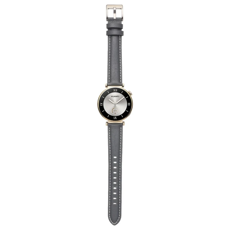 18mm Watch Strap for Huawei Watch GT 4 41mm / Garmin Venu 3S Genuine Cow Leather Watch Band - Dark Grey
