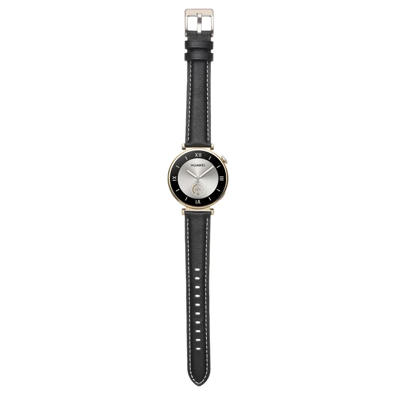 18mm Watch Strap for Huawei Watch GT 4 41mm / Garmin Venu 3S Genuine Cow Leather Watch Band - Dark Grey