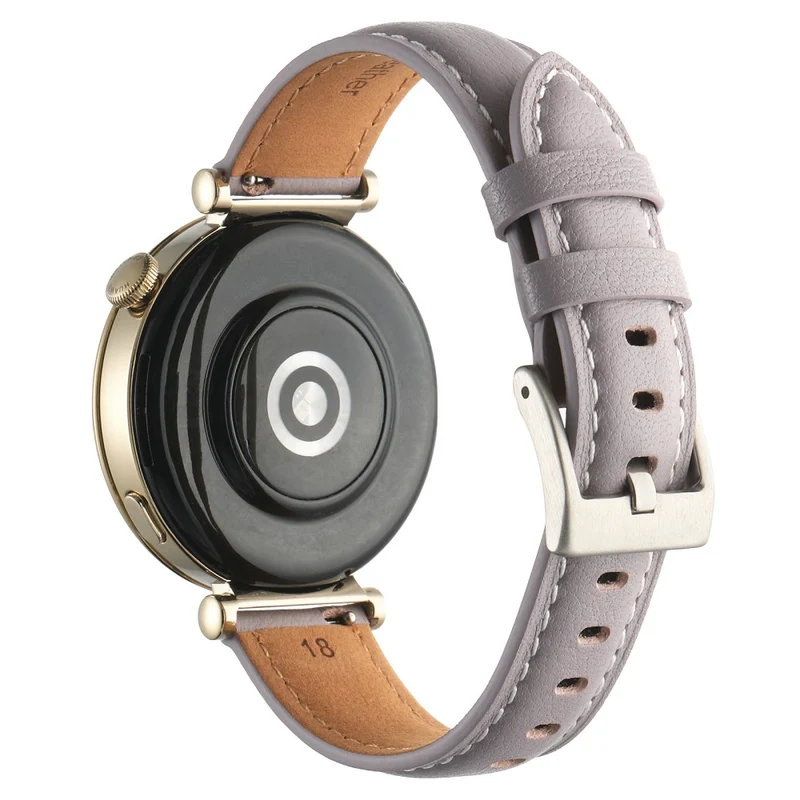 18mm Watch Strap for Huawei Watch GT 4 41mm / Garmin Venu 3S Genuine Cow Leather Watch Band - Dark Grey