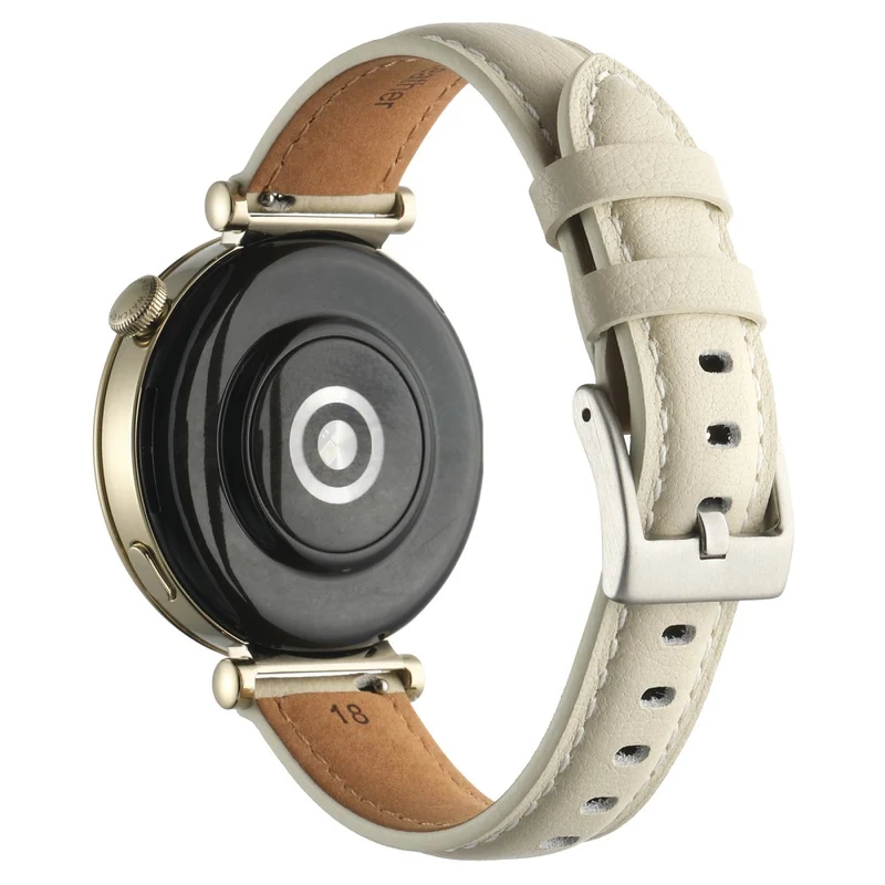 18mm Watch Strap for Huawei Watch GT 4 41mm / Garmin Venu 3S Genuine Cow Leather Watch Band - Dark Grey