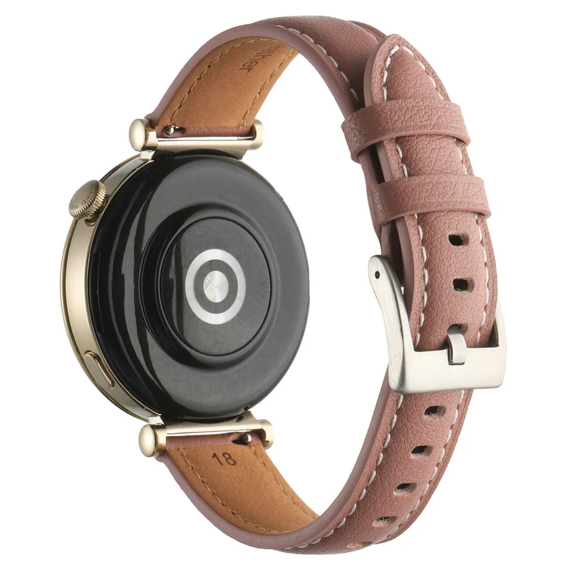 18mm Watch Strap for Huawei Watch GT 4 41mm / Garmin Venu 3S Genuine Cow Leather Watch Band - Dark Grey