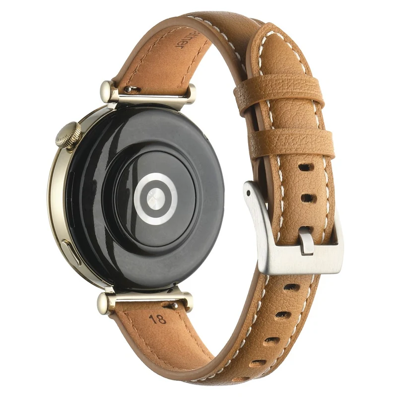18mm Watch Strap for Huawei Watch GT 4 41mm / Garmin Venu 3S Genuine Cow Leather Watch Band - Dark Grey