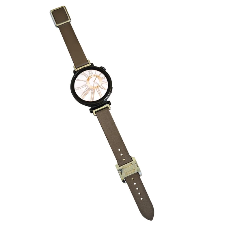 18mm Universal Smart Watch Band Leather Strap Replacement with Square Buckle - Light Pink