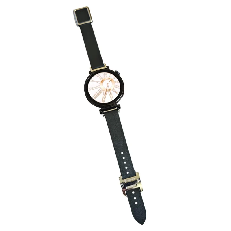 18mm Universal Smart Watch Band Leather Strap Replacement with Square Buckle - Light Pink