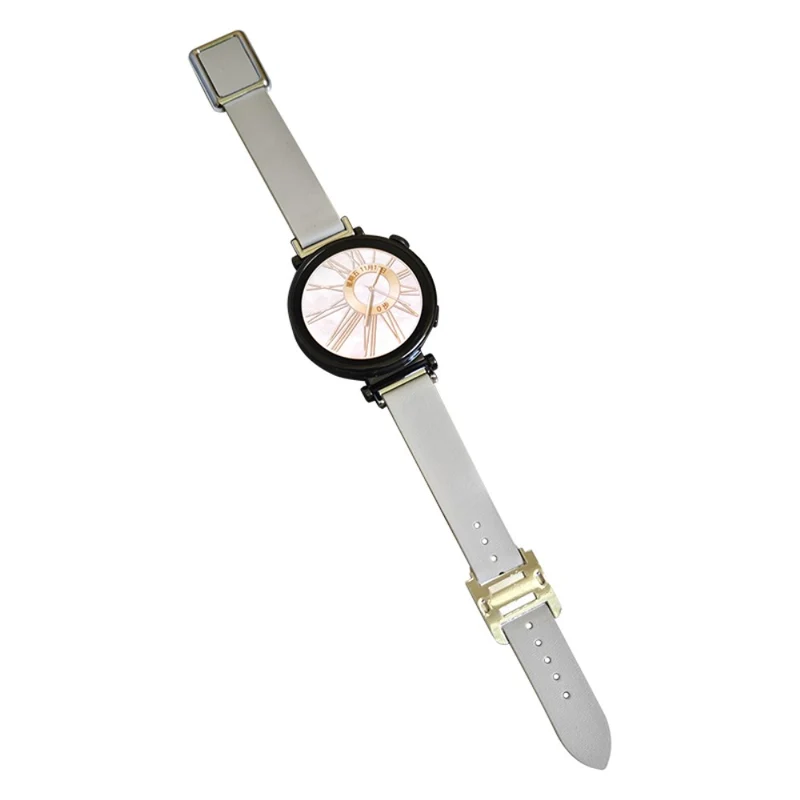 18mm Universal Smart Watch Band Leather Strap Replacement with Square Buckle - Light Pink