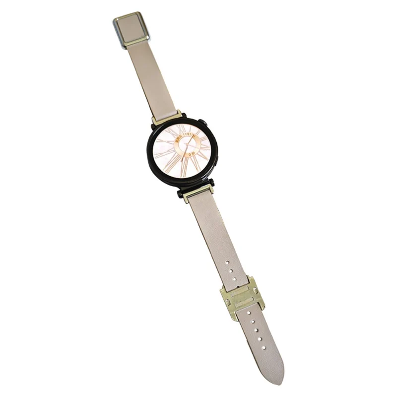 18mm Universal Smart Watch Band Leather Strap Replacement with Square Buckle - Light Pink