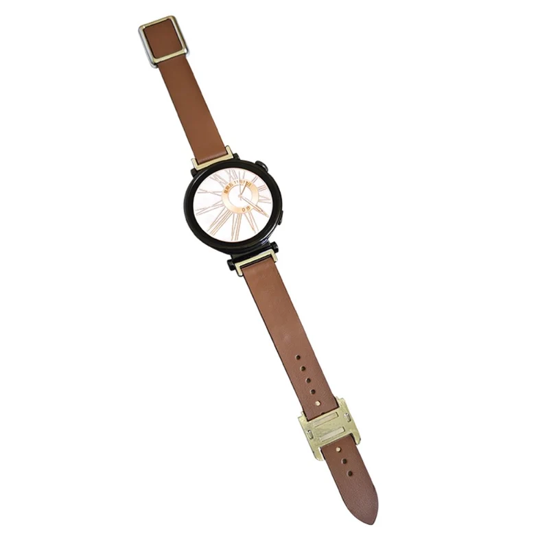 18mm Universal Smart Watch Band Leather Strap Replacement with Square Buckle - Light Pink