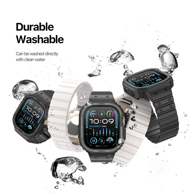 DUX DUCIS OA Series One-piece Watchband Apple Watch Ultra / Ultra 2 49mm Watch Strap with Case - Starlight