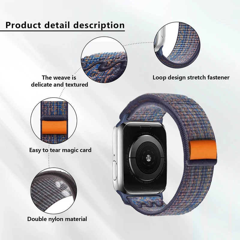 KALEBOL Apple Watch Series 49mm - 45mm - 44mm - 42mm Universal Nylon Watch Band - Dark Green+Orange
