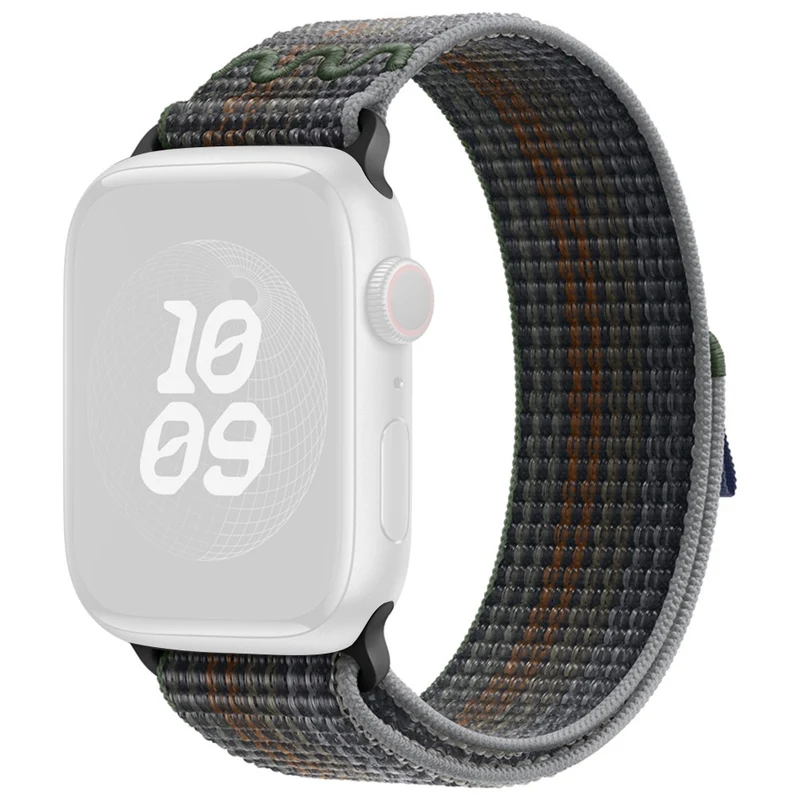 KALEBOL Apple Watch Series 49mm - 45mm - 44mm - 42mm Universal Nylon Watch Band - Dark Green+Orange
