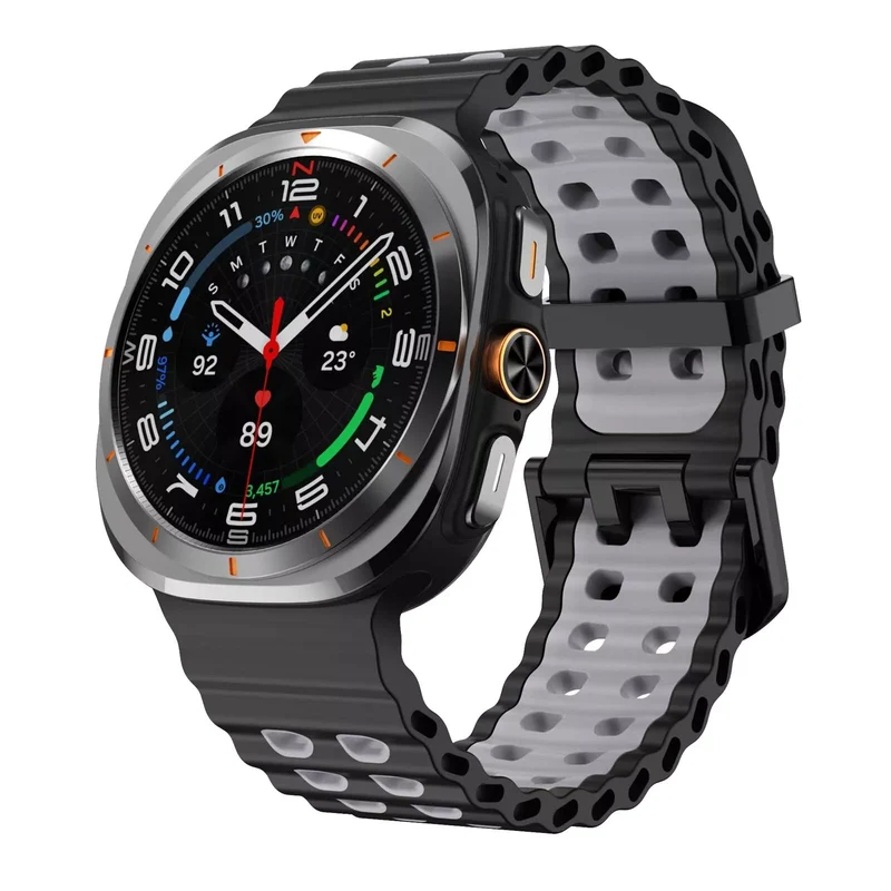 Samsung Galaxy Watch Ultra 2 Wave Silikonarmband Duo (Schwarz/Grau)