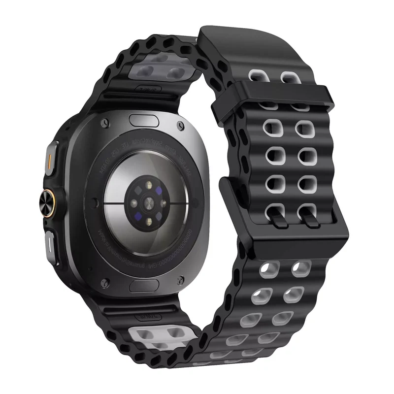 Samsung Galaxy Watch Ultra 2 Wave Silikonarmband Duo (Schwarz/Grau)