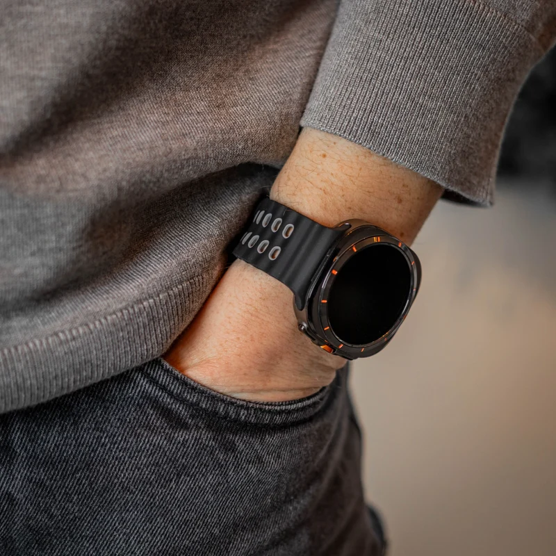 Samsung Galaxy Watch Ultra 2 Wave Silikonarmband Duo (Schwarz/Grau)