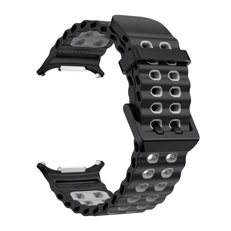 Samsung Galaxy Watch Ultra 2 Wave Silikonarmband Duo (Schwarz/Grau)