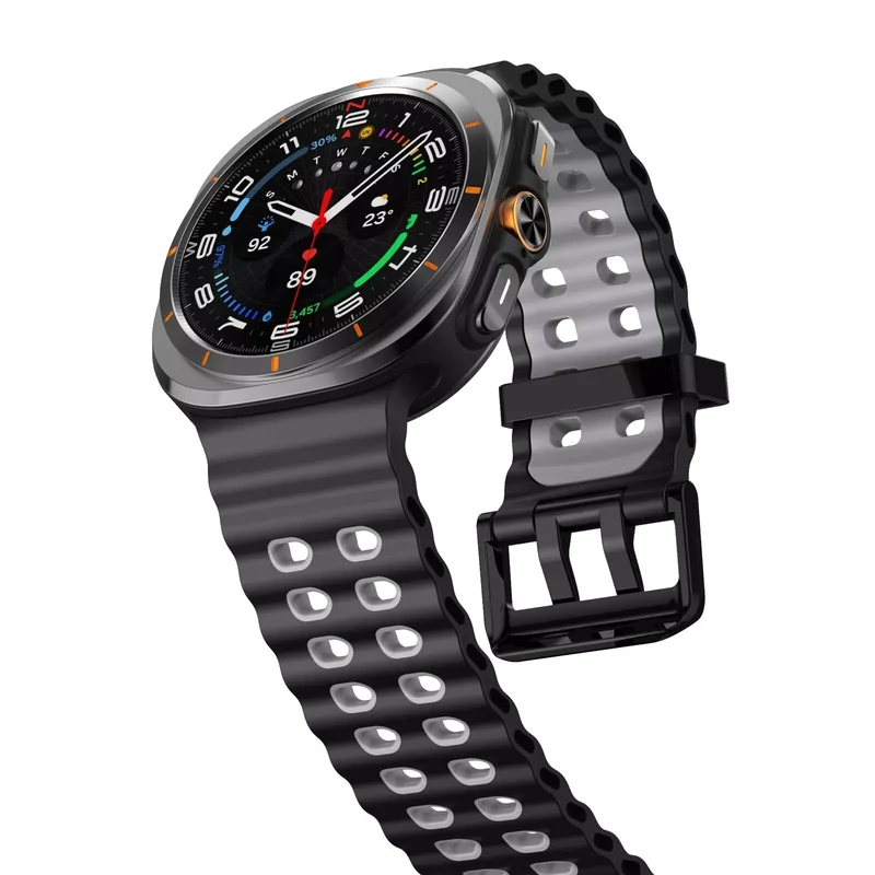 Samsung Galaxy Watch Ultra 2 Wave Silikonarmband Duo (Schwarz/Grau)