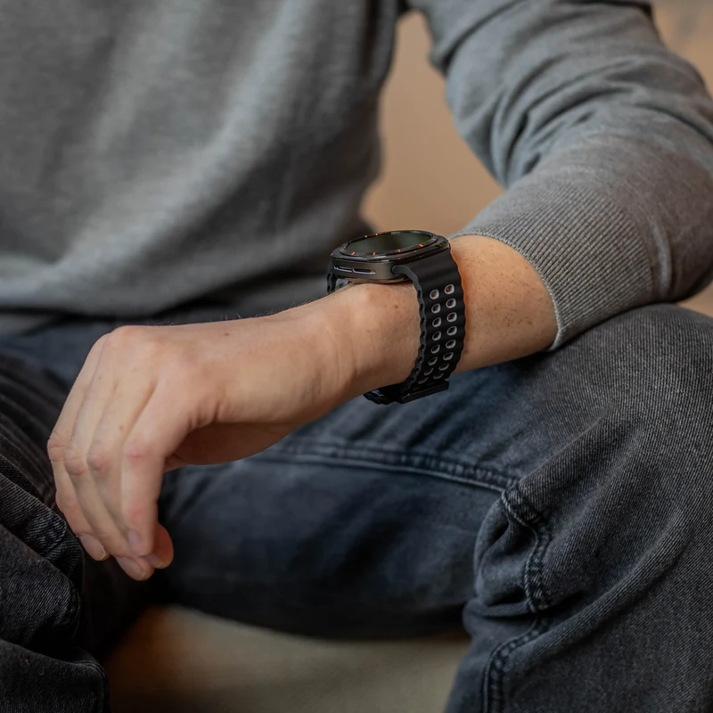 Samsung Galaxy Watch Ultra 2 Wave Silikonarmband Duo (Schwarz/Grau)