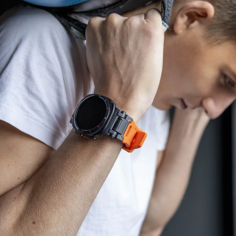 Samsung Galaxy Watch Ultra 2 Silikonarmband 'Explorer' (Orange/Schwarz)
