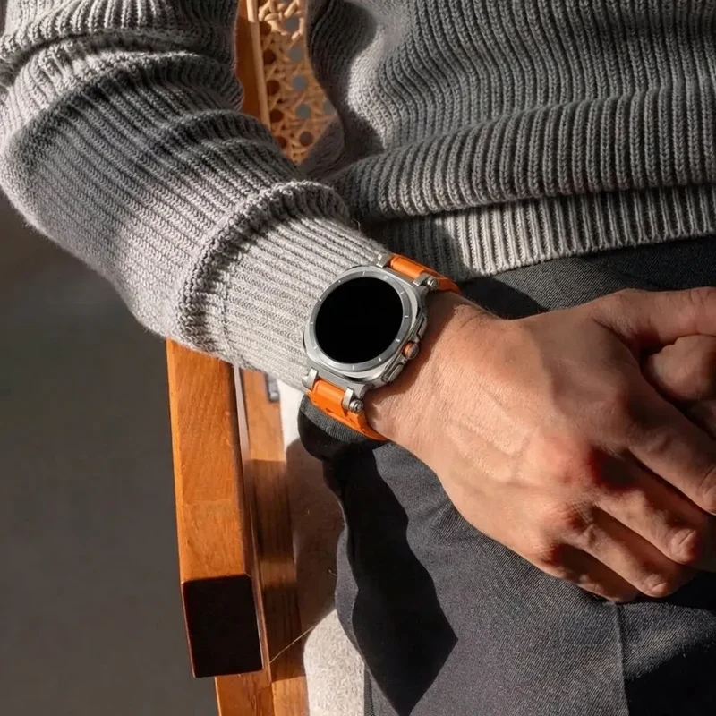 Samsung Galaxy Watch Ultra 2 Silikonarmband 'Explorer' (Orange/Titan)