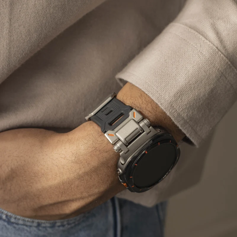 Samsung Galaxy Watch Ultra 2 Silikonarmband 'Explorer' (Schwarz mit Titan)