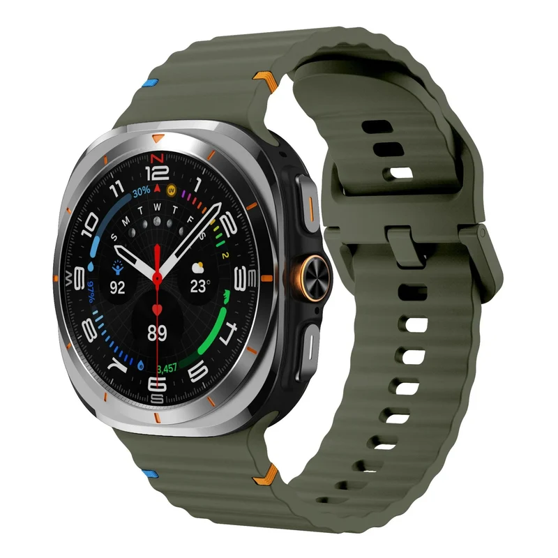 Samsung Galaxy Watch Ultra 2 Wave Silikonarmband (Armeegrün)