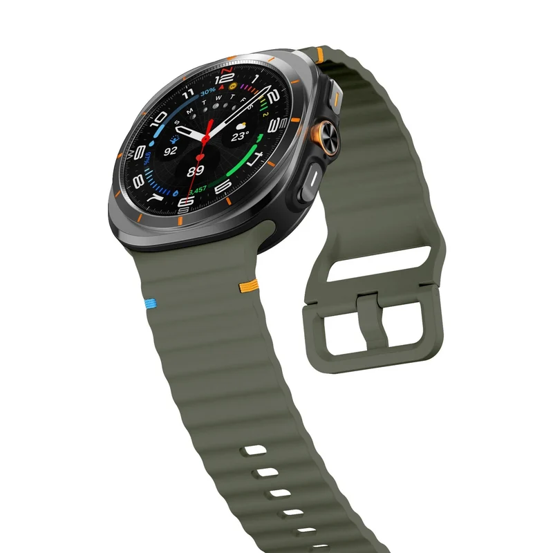 Samsung Galaxy Watch Ultra 2 Wave Silikonarmband (Armeegrün)