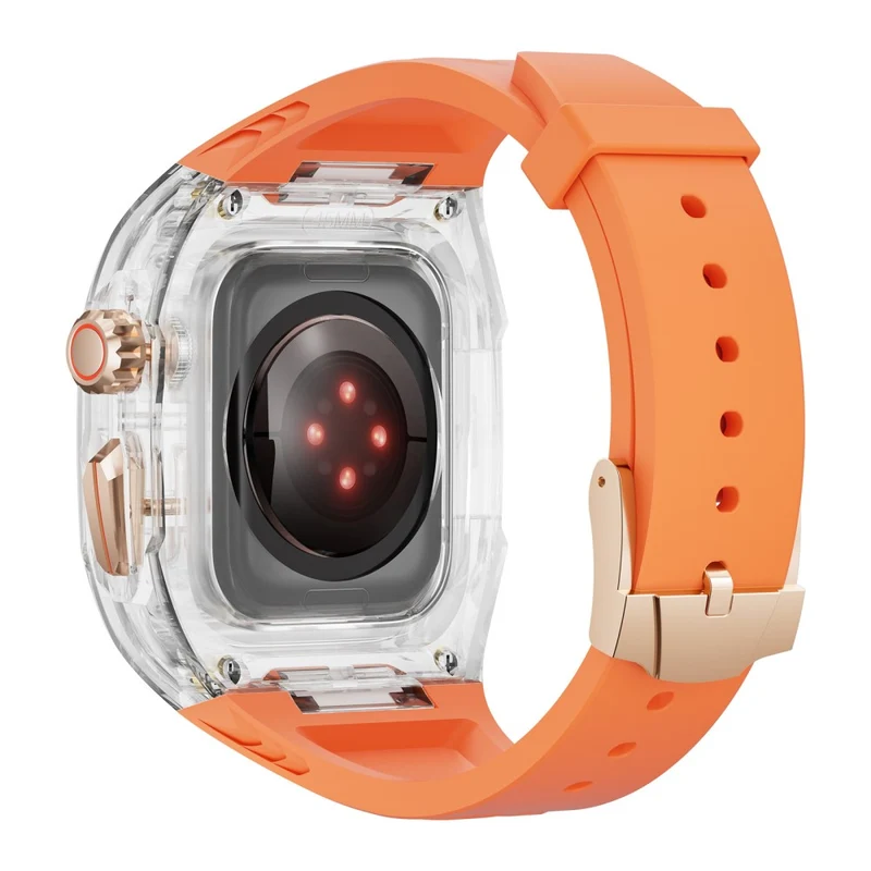 Apple Watch 49mm / 45mm / 44mm / 42mm T Watch Band with Case - Orange Transparent