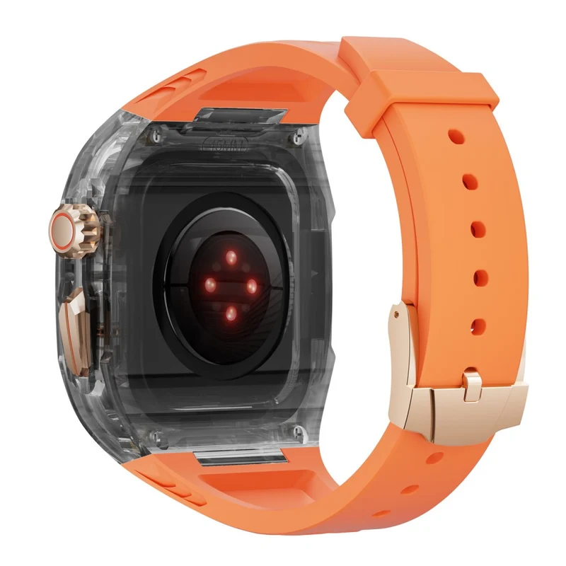 Apple Watch 49mm / 45mm / 44mm / 42mm T Watch Band with Case - Orange Transparent